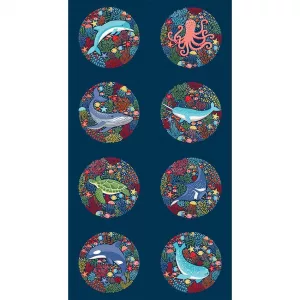 Deep Blue Sea by Makower - Dark Blue circle panel