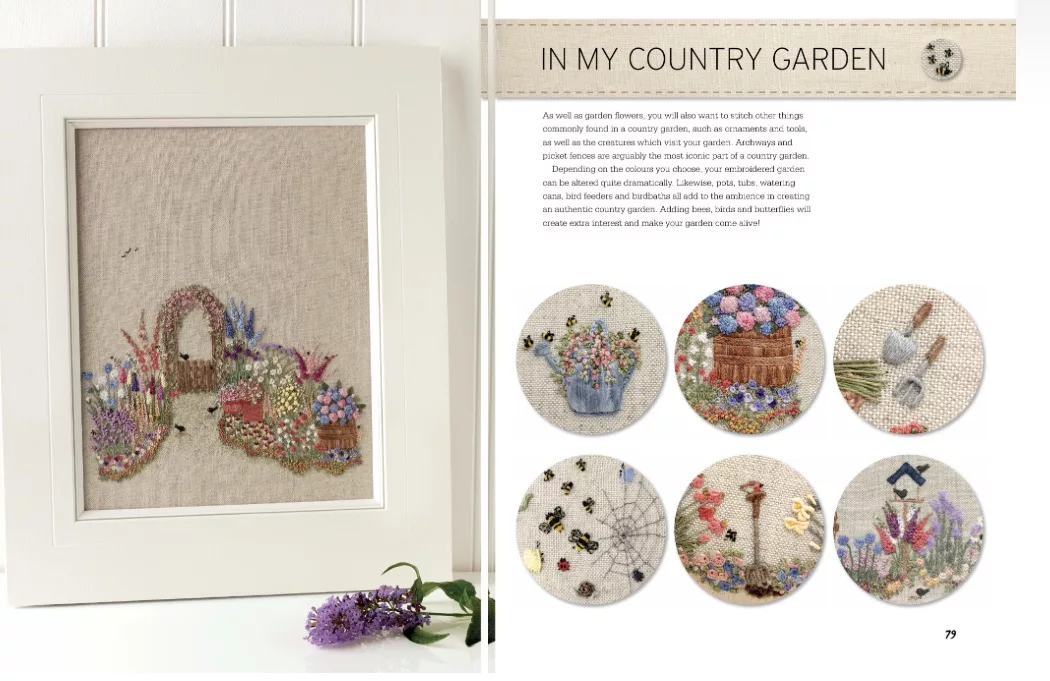 Embroidered Country Gardens Book by Lorna Bateman - Image 3