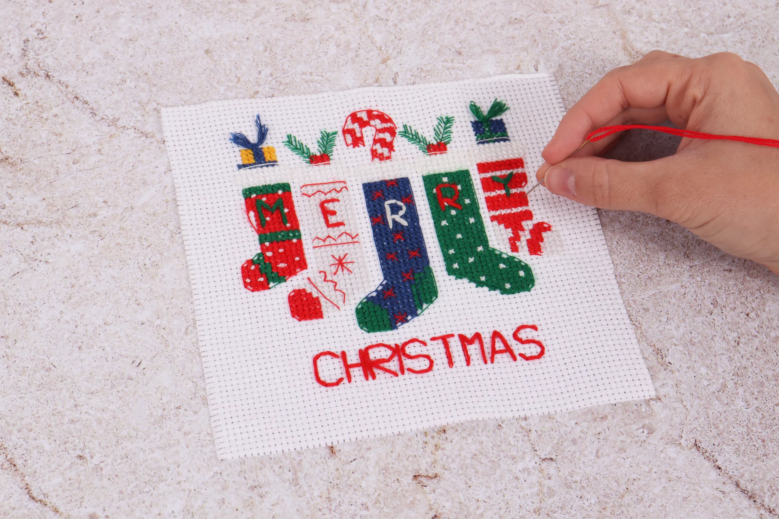Cross Stitch Christmas Stockings Mini Kit - Image 3