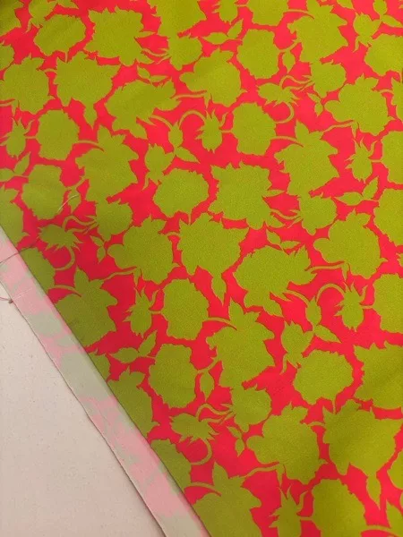 ‘Indian Summer’ - Pink/ Lime Green Poly Crepe - Image 2