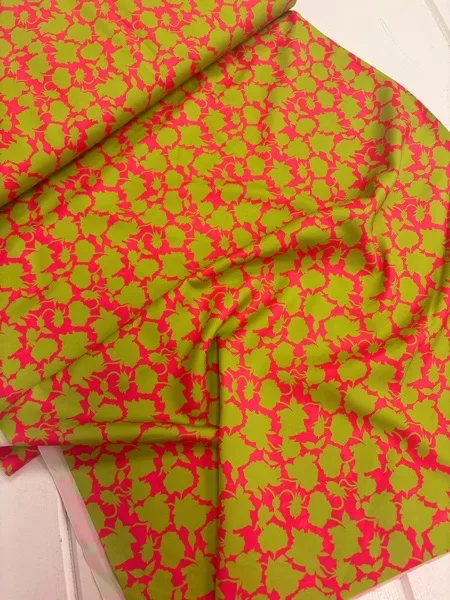 ‘Indian Summer’ - Pink/ Lime Green Poly Crepe