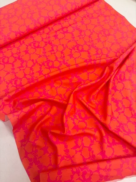 ‘Indian Summer’ - Pink/ Orange Poly Crepe