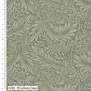 108” Extra Wide Quilt Backing - William Morris ‘Larkspur’ Sage
