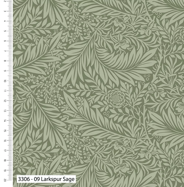 108” Extra Wide Quilt Backing - William Morris ‘Larkspur’ Sage