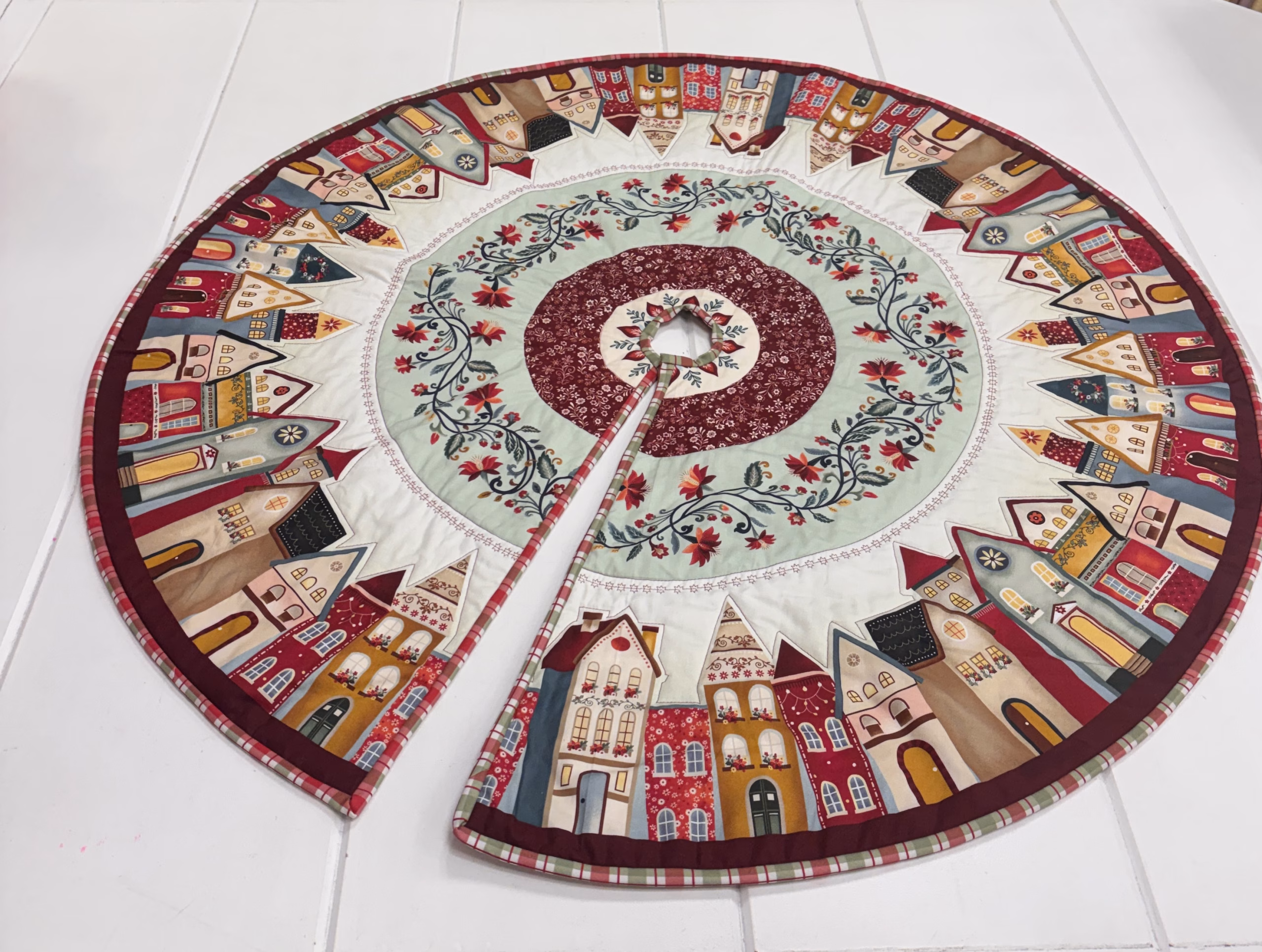 Nordic Holiday Village Tree Panel by Mary Jane Carey for Henry Glass - Image 5