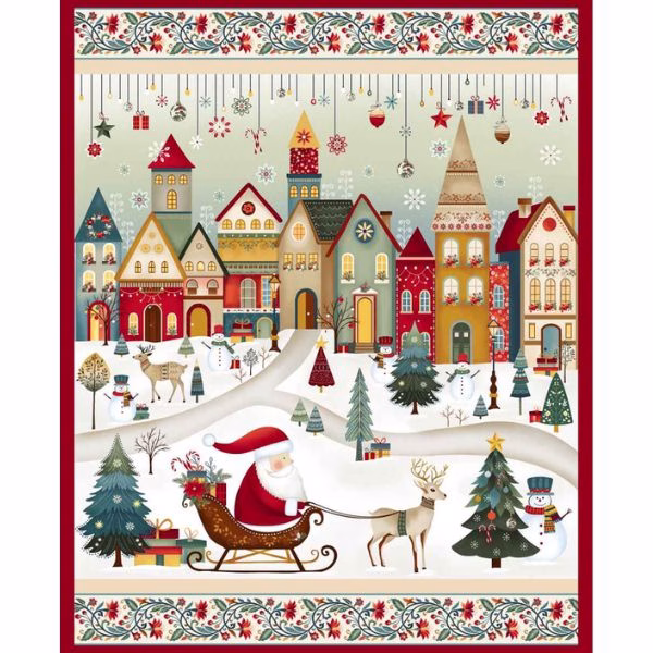 Nordic Holiday Village Panel by Mary Jane Carey for Henry Glass