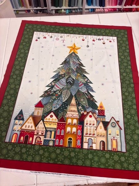 Nordic Holiday Village Tree Panel by Mary Jane Carey for Henry Glass - Image 3